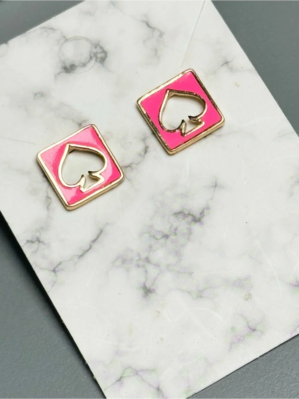 Kate Spade Gold Studs in Bright Pink